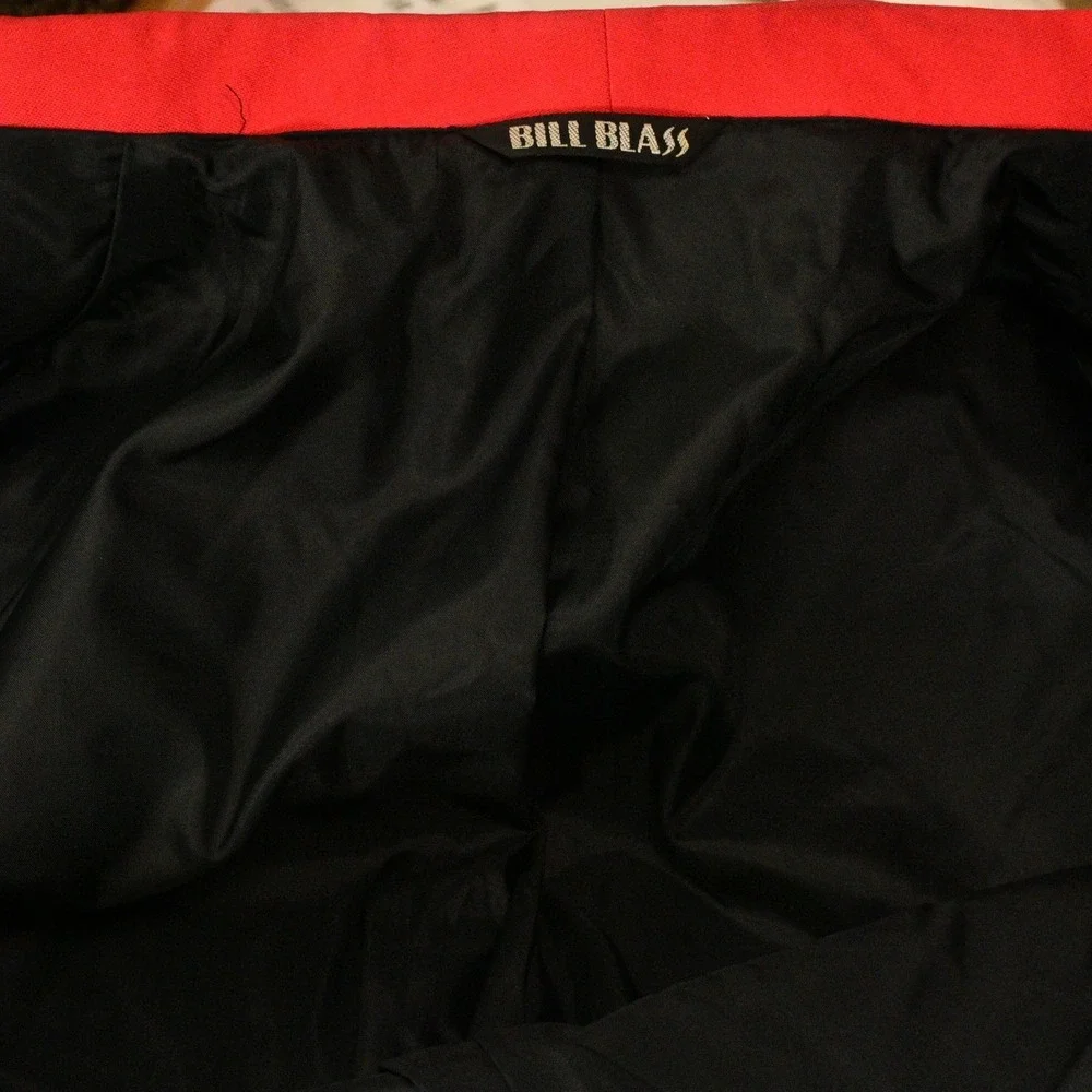 90s Vintage Bill Blass Red Blazer Mens 40R Shawl Lapel 1 Button Formal Jacket